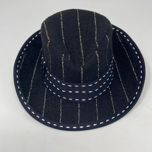 Moschino Couture Black Wool Striped Mini Fedora Hat main image 6